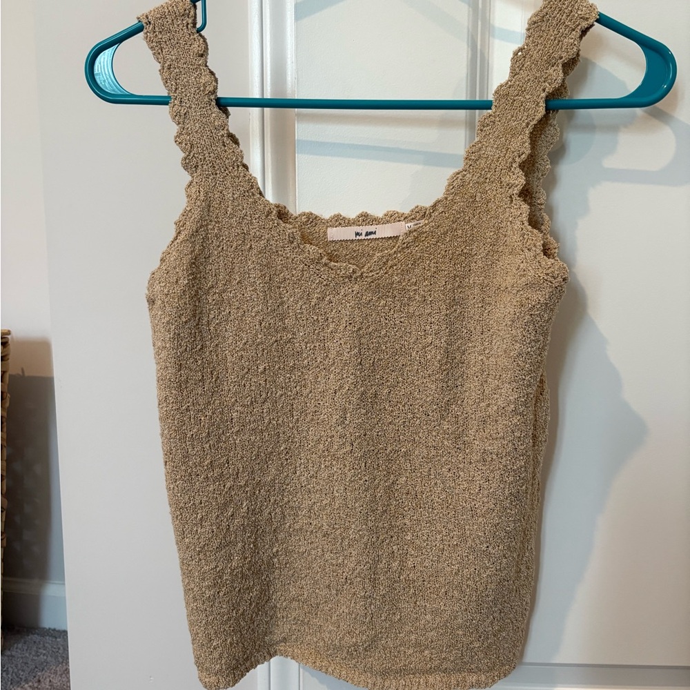 Women's Beige Knit Tank Crop